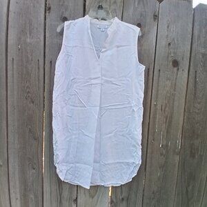 Prologue White Tunic Cover Up Dress Sz M Pullover Sleeveless V-Neck Resort wear